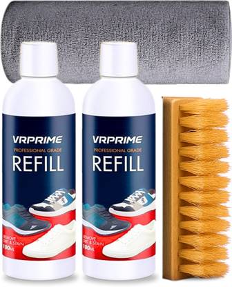 VRPRIME Shoe Cleaner Kit 2 Cleaning Bottles, Brush & Microfiber Cloth Instant Shoe Cleaner