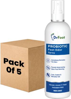 Dr Foot Probiotic Foot Odor Spray Helps to remove Feet Worst Odors - 100ml (Pack of 5) Odour Control