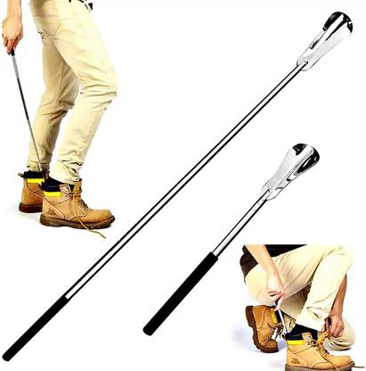 Fulgurant Extendable Shoe Horn Stainless Steel Retractable Shoe Spoon Non Slip Handle pull Shoe Tree