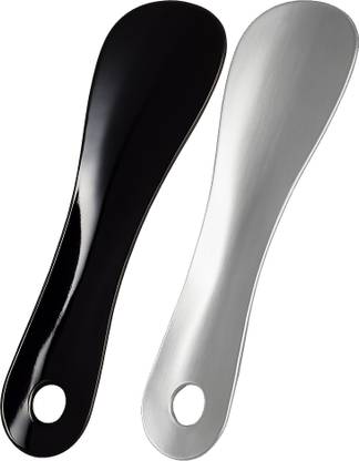 Sheppits Premium Metal Shoe Horn (Pack Of 2 - Black & Silver) Shoe Tree