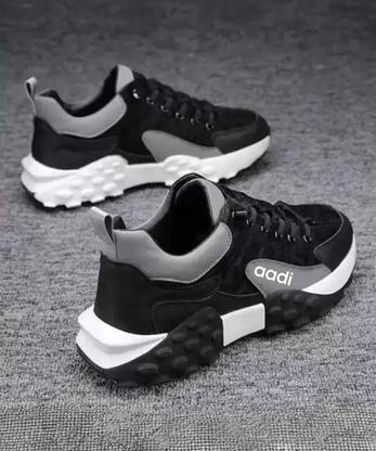 aadi Men's Black Synthetic Leather Comfortable Lightweight Outdoor Casual Shoes Outdoors For Men