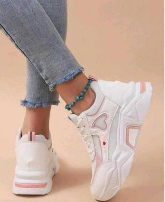 MEGPAR White New Stylish Look Comfortable Casual Shoes Womens And Girls Sneakers For Women