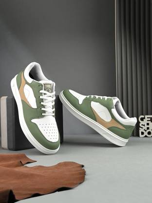 HARVARD Men’s Green & White Casual Sneakers with Multi-Panel Premium Upper and TPR Sole Sneakers For Men