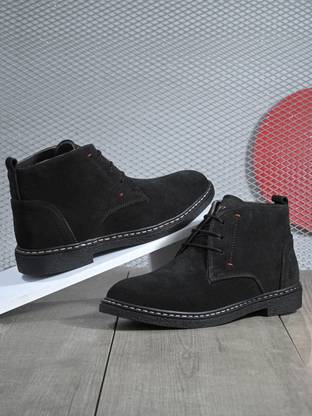 Layasa Men Mid-Top Solid Suede Desert Boots For Men