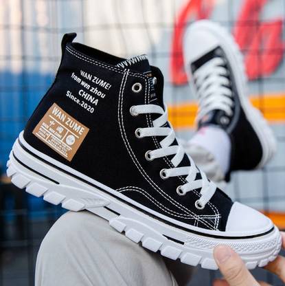 FLEXIFY Trendy Black casual boot for men and boys High Tops Sneakers For Men