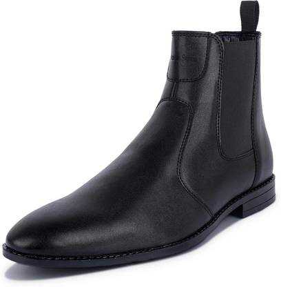 LOUIS STITCH Mens Obsidian Black Handmade Chelsea Boots with Dual Tone Patina - RGCLJB - UK12 Boots For Men