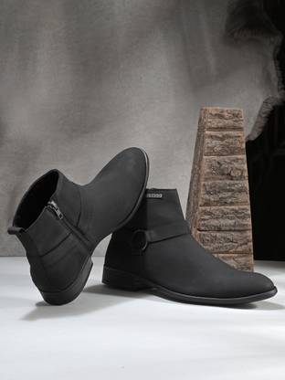 El Paso El Paso Men Black Faux Leather Casual Chelsea Boots Boots For Men