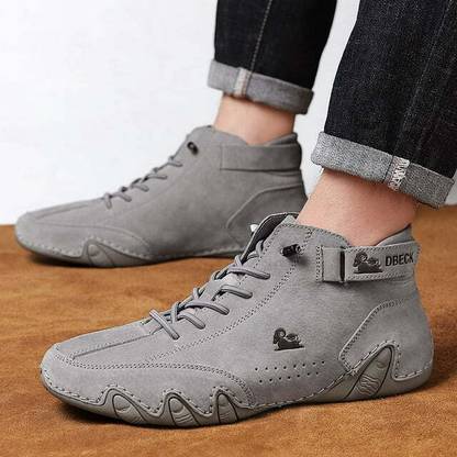 Zixer Premium Italian Heritage Suede Velcro Leather Casual Sneakers for Men's High Top Outdoors For Men