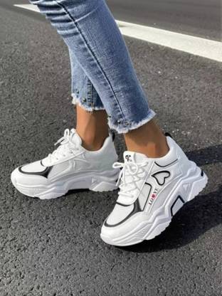 MEGPAR White New Stylish Look Comfortable Casual Shoes Girls and Sneakers For Women