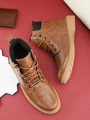 PROVOGUE Men's Casual Outdoor High Top Lace Up Boots, Comfortable Hiking and Trekking Boots For Men