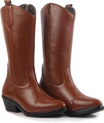 FAUSTO Knee Length Zipper Closure Pointed Toe Flared Heel Long Boots for Winter|Outdoor Boots For Women