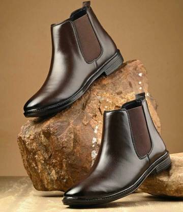 TERFILL Stylish Brown Synthetic Leather Chelsea Boots For Men Slip on Formal Boots Boots For Men