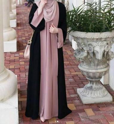 maabaya Polyester Self Design Abaya With Hijab