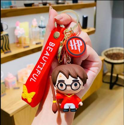 Seven Square Premium Harry Potter with Broom Stick Cartoon Characters3D Silicone Toy Keychain Key Chain
