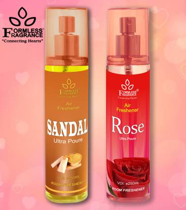 Formless Sandal &, Rose Room Air Freshener Car Freshener Spray Sandal & Rose 250ml Each