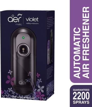 Godrej aer matic, automatic air freshener kit with flexi control violet valley bloom Automatic Spray aer matic, automatic air freshener kit with flexi control violet valley bloom