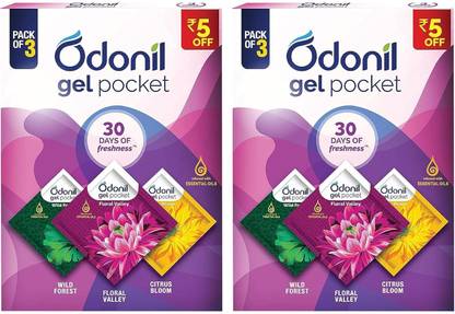 Odonil Gel Pocket Mix - Assorted | Air Freshener for Bathroom & Toilet Blocks Gel Pocket Mix| Air Freshener for Bathroom & Toilet (10g X 3pc X 2 Box)