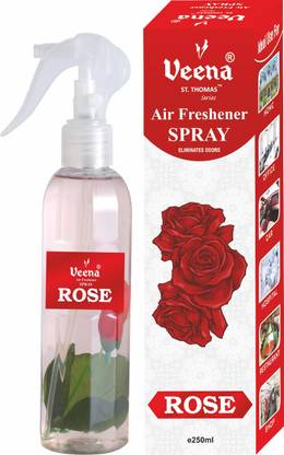 Veena Air Freshener Spray/Room Freshener / Car Perfume 250 ml Rose Car Freshener Spray Air Freshener Spray Rose Fragrance 250 ml
