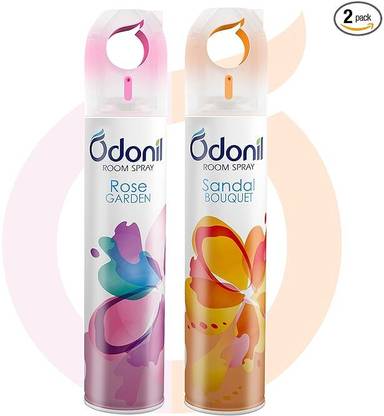 Odonil Rose, Sandal Spray Room Air Freshener Spray - 440ml Combo (Pack of 2, 220ml each) | Rose Garden & Sandal Bouquet | Nature Inspired Fragrance for Home & Office | Long Lasting Fragrance