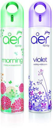 Godrej Aer Freshener Morning Misty Meadows&Violet Valley Bloom-Home&Office|Pack of 2(240ml) Car Freshener Spray Morning Misty Meadows & Violet Valley Bloom
