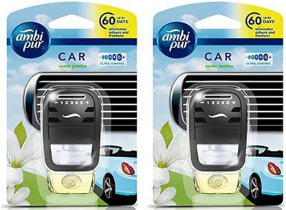 Ambipur Fresh Car Freshener Automatic Spray Car Exotic Jasmine Eliminates Odours and Freshens 2X7.5 ml