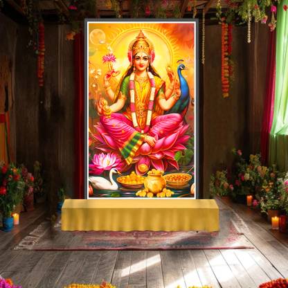 coolistic Background Decoration Laxmi Ji Cloth Pooja with Peacock (8*5 Feet)