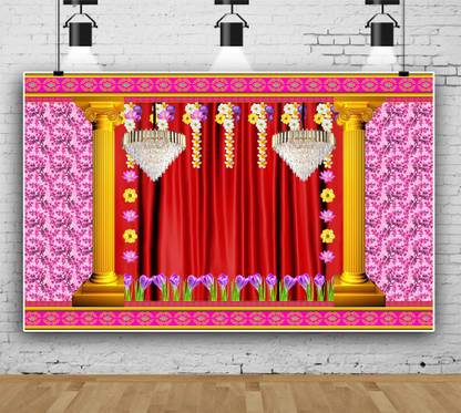 HRK CREATION Wedding Backdrop Cloth Ceremonies Decoration Backdrop (8*5 Feet)