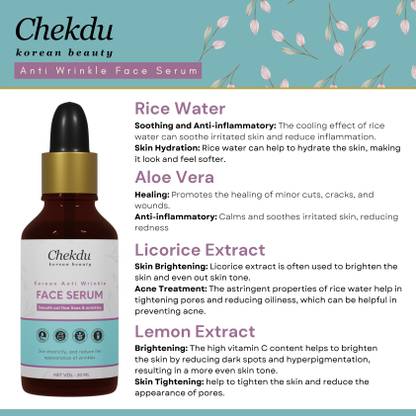 Chekdu Korean Beauty - Korean Anti Wrinkles Face Serum - Skin Elasticity & Reduce Signs Of Wrinkles