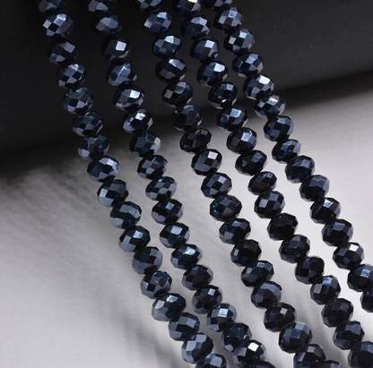 NANMAYA Shiny black Colour Crystals (Pack of 200) 8mm for Jewellery Making, Craft