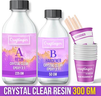 Craftinger Crystal Clear 300gm Epoxy Resin For Art & Craft 3:1 Mixing Ratio