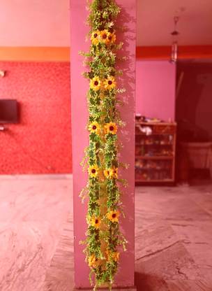 Dynamic Retail Global Artificial Hanging Flowers Plant Vine & Creepers Wall Hanging Home Decor BG355 Multicolor Sunflower Artificial Flower