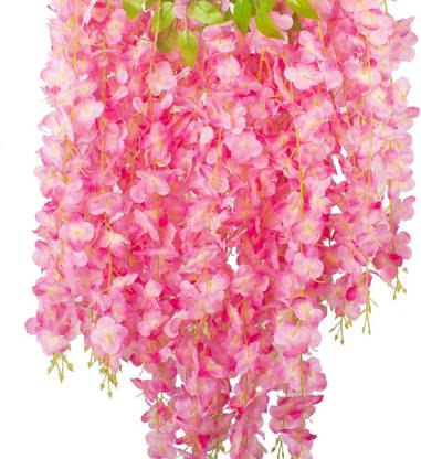 well art gallery 4 Pcs Wisteria Garland | Artificial Hanging Plants for Home Party Wedding Decor Pink Westeria Artificial Flower