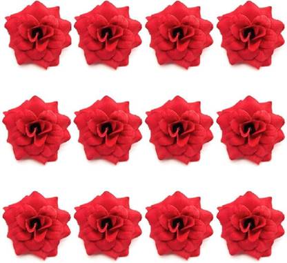 Satyam Kraft Artificial Eden Rose Flowers for Home Decoration and Craft (Red, 12 Pieces, 4 cm) Red Rose Artificial Flower
