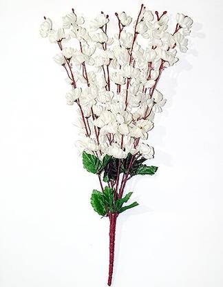 Real PBR Artificial Flowers for Home Decoration Cherry Blossom Bunch (7 Branches) White Cherry Blossom Artificial Flower