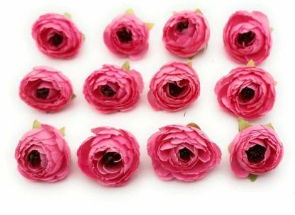 Satyam Kraft 4 cm Artificial Peony Head Rose Flowers for Home Decoration and Craft (Pink, 12 Pieces) Pink Rose Artificial Flower