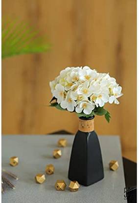 Satyam Kraft 2 Pieces Artificial Hydrangea Flowers for Home Decoration and Craft (White) White Hydrangea Artificial Flower