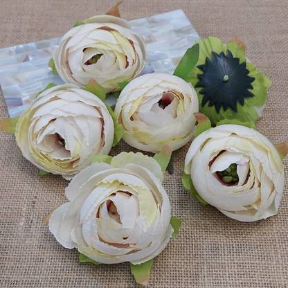 Satyam Kraft 6 pieces Artificial rose Fabric Flower For Craft material,Fabric Rose,Arts off White Rose Artificial Flower