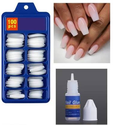 MINGXIA Artificial Nails With Nail Glue White