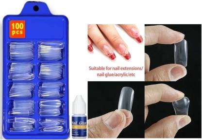 MINGXIA Acrylic False Nails With Nail Glue Transparent