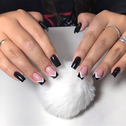 The NailzStation Artificial nails fake nails with design designer press on nails with glue Multicolor