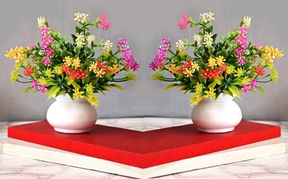 Set of 2 Pcs Stylish Ficus Leaf Bonsai Flower Plant Perfect for Decoration | Bonsai Artificial Plant  with Pot