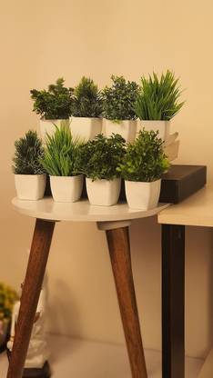 JJ Plastic 8-Piece Artificial Plant for Home Decor and Living Room lifelike faux plants Bonsai Wild Artificial Plant  with Pot