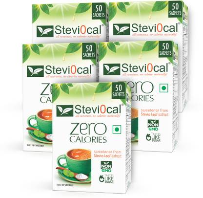 steviocal Zero calorie Stevia Extract - Naturally Sweet, 5 x 50 Sachets Sweetener