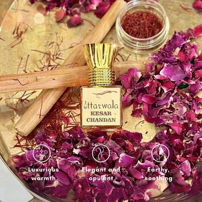 ittarwala Kesar Chandan Attar | Unisex Non-Alcoholic Roll-On | Long Lasting (10ml) Floral Attar