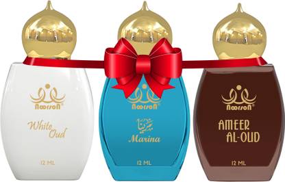 Noorson White Oud, Marina & Ameer Oud Attar Long Lasting Attar 12 ML Each Pack of 3 Floral Attar