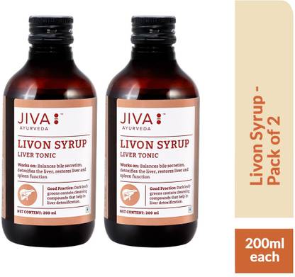 JIVA Livon Syrup - Strengthens & Detoxifies The Liver - 200 ml Each - Pack of 2