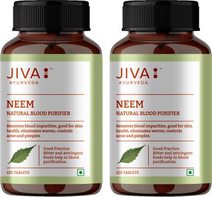 JIVA Neem Tablets - Natural Blood Purifier - 120 Tablets Each - Pack of 2