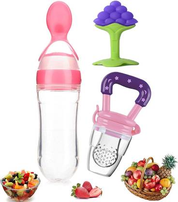 K3NTERPRISES BPA Free Veggie Fruit Feed Nibbler Juicer, Baby Food Dispensing Spoon Bottle  - Silicone
