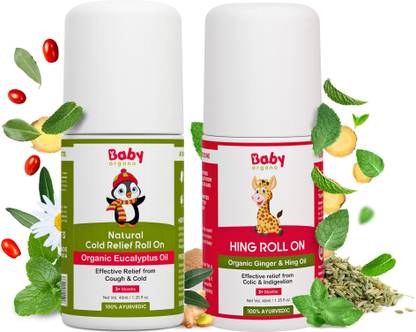BabyOrgano Combo of Hing Roll on and Cold relief roll on 100% ayurvedic