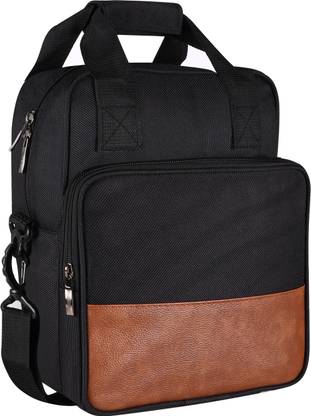 Home Mart Black-Tan Faux Leather & PVC with Detachable shoulder strap Tiffin bag TB17 Lunch Bag